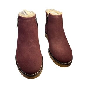 Italeau Foliana Shearling Lined Winter Boots Plum Brown Suede Intenso 8 NWOT